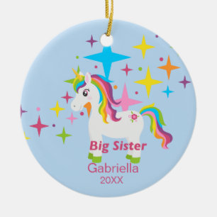 Heldere Unicorn Rainbow Big Sister Ornament