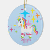 Heldere Unicorn Rainbow Big Sister Ornament (Links)
