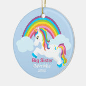 Heldere Unicorn Rainbow Big Sister Ornament (Links)