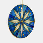 HELDERE VAKANTIE BLAUW EN GOUDEN STERVORM KERAMISCH ORNAMENT (Rechts)