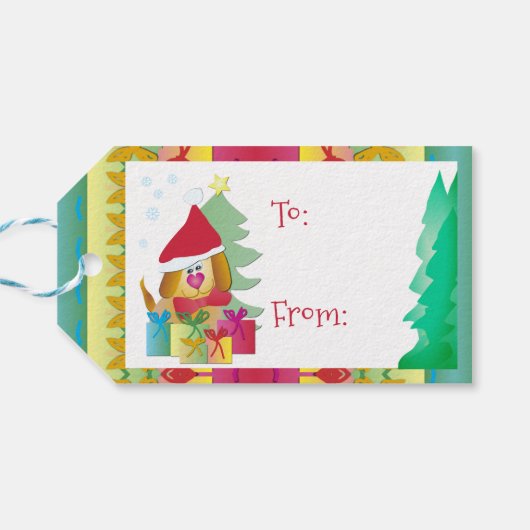 Heldere vakantie ontworpen cadeaulabel (Achterkant Horizontaal)