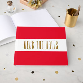 Heldere Vakantie Rood Wit Strepen "DECK THE HALLS" Gastenboek
