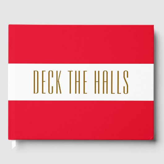 Heldere Vakantie Rood Wit Strepen "DECK THE HALLS" Gastenboek (Voorkant)