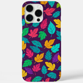 Heldere veelkleurige bladpatroon donkere achtergro iPhone 16 pro max hoesje