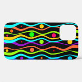 Heldere veelkleurige cirkels en gebogen strepen Case-Mate iPhone case (Achterkant (horizontaal))