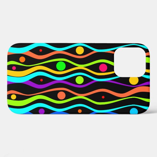 Heldere veelkleurige cirkels en gebogen strepen Case-Mate iPhone case (Achterkant (horizontaal))