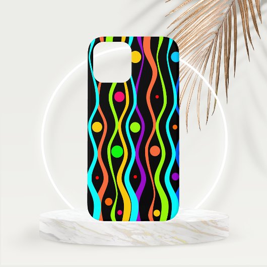 Heldere veelkleurige cirkels en gebogen strepen Case-Mate iPhone case