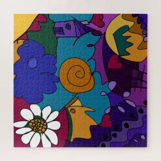 Heldere, veelkleurige digitale doodle legpuzzel (Horizontaal)