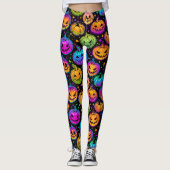 Heldere, veelkleurige Halloween Pumpkin Pattern Le Leggings (Voorkant)