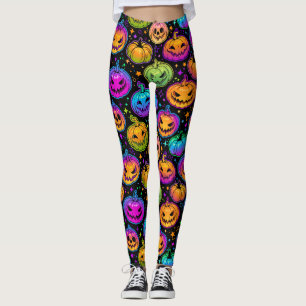 Heldere, veelkleurige Halloween Pumpkin Pattern Le Leggings