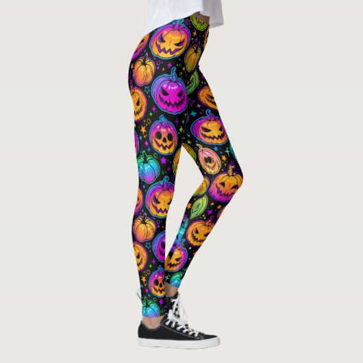 Heldere, veelkleurige Halloween Pumpkin Pattern Le Leggings (Rechts)