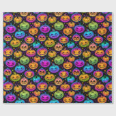 Heldere, veelkleurige pompoenpatroon cadeaupapier (Vlak)