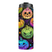 Heldere, veelkleurige pompoenpatroon thermosbeker (Voorkant)