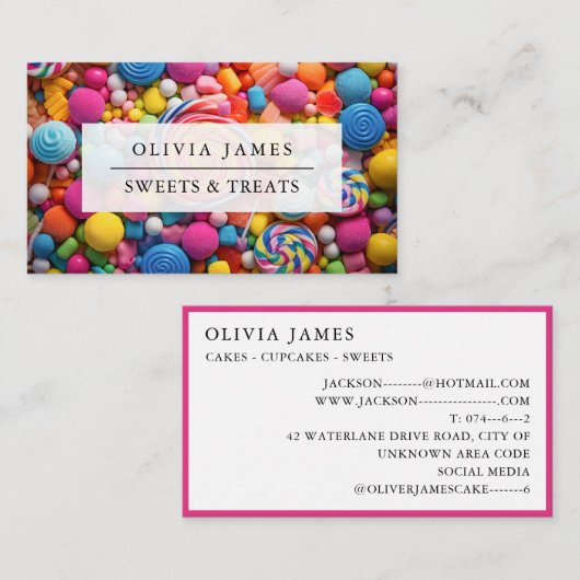 Heldere veelkleurige Sweets Snoep Treats Sweet Sho Visitekaartje (Voorkant / Achterkant)