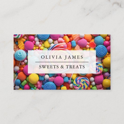Heldere veelkleurige Sweets Snoep Treats Sweet Sho Visitekaartje (Voorkant)