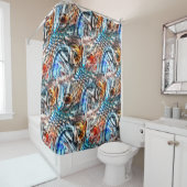 Heldere, verdraaide fluwelen of plumage douchegordijn (In situ)