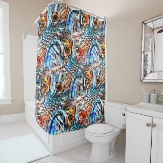 Heldere, verdraaide fluwelen of plumage douchegordijn (In situ)