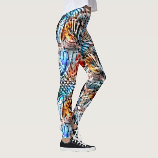 Heldere, verdraaide fluwelen of plumage leggings (Rechts)