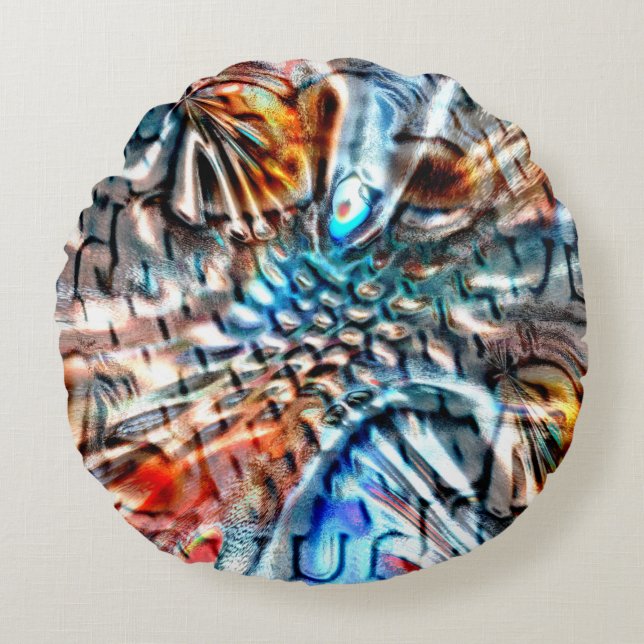 Heldere, verdraaide fluwelen of plumage rond kussen (Voorkant)