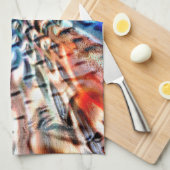 Heldere, verdraaide fluwelen of plumage theedoek (Quarter Fold)