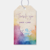 Heldere verf spatten dank u gunst cadeaulabel (Voorkant)