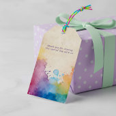 Heldere verf spatten dank u gunst cadeaulabel