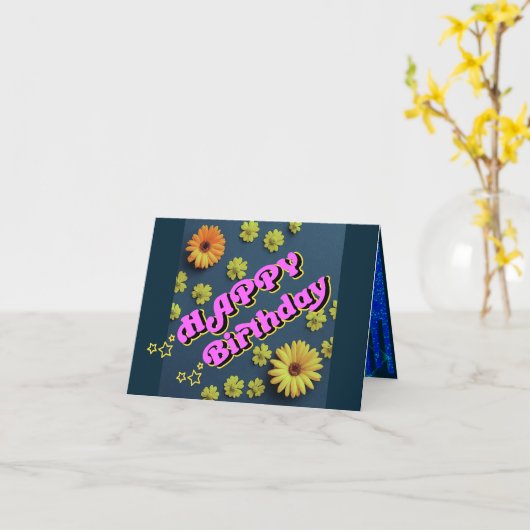 "Heldere verjaardagswensen" Kaart (Gele Bloem)