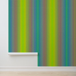 Heldere verticale strepen Groen Blauw Geel Modern Behang