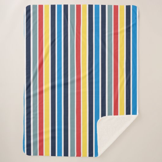 Heldere verticale strepen met meerdere kleuren. sherpa deken (Voorkant)