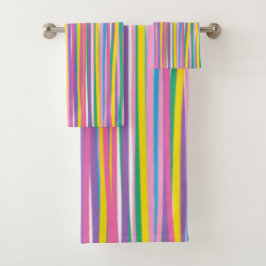 Heldere verticale zomerstrepen bad handdoek
