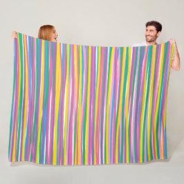Heldere verticale zomerstrepen fleece deken