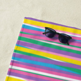 Heldere verticale zomerstrepen strandlaken