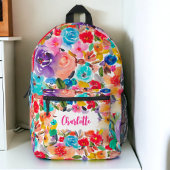 Heldere vetgedrukte bloemnaam botanisch bedrukte rugzak