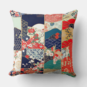 Heldere vintage Japanse kimono patchwork Kussen