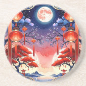 Heldere volle maan zandsteen onderzetter (Voorkant)