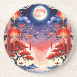 Heldere volle maan zandsteen onderzetter