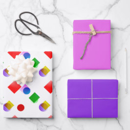 Heldere vorm en kleur met roze en violette geschen inpakpapier vel