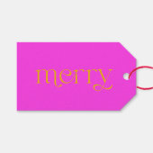 Heldere vrolijke Fuchsia en Oranje kerstvakantie Cadeaulabel (Voorkant (Horizontaal))