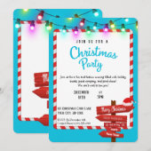 Heldere vrolijke kerstfeestuitnodiging (Voorkant / Achterkant)