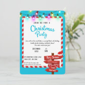 Heldere vrolijke kerstfeestuitnodiging (Staand voorkant)