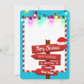 Heldere vrolijke kerstfeestuitnodiging (Achterkant)