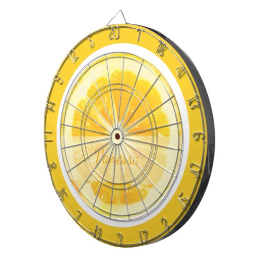 HELDERE VROLIJKE ZONNESCHIJN GELE CITRUSVRUCHTEN DARTBORD (Voorkant Rechts)