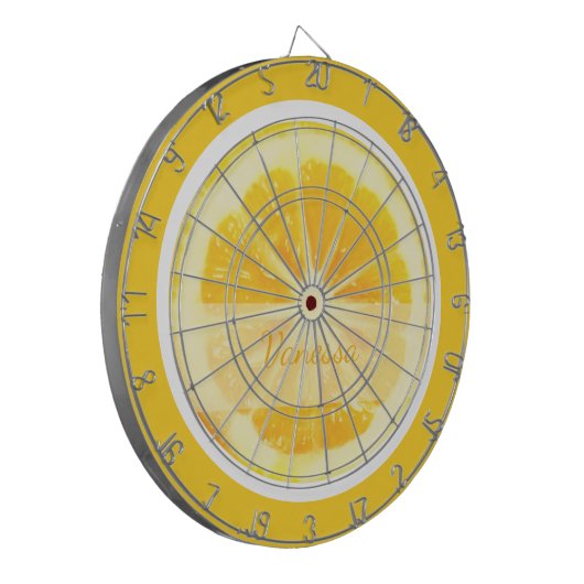 HELDERE VROLIJKE ZONNESCHIJN GELE CITRUSVRUCHTEN DARTBORD (Voorkant Links)