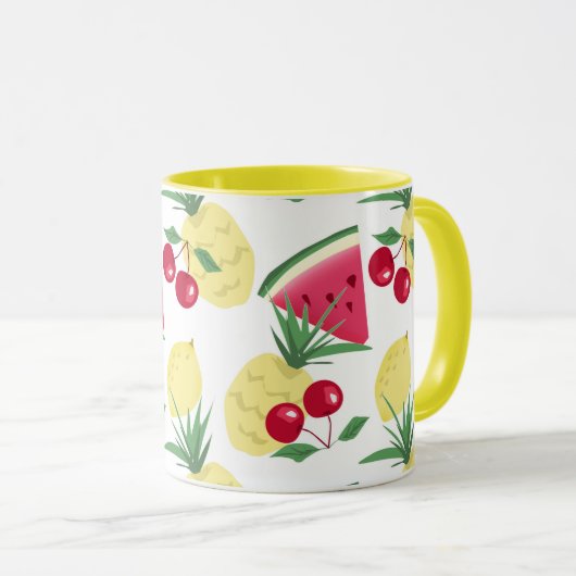 Heldere vruchten en bessen op wit. mok (Voorkant rechts)