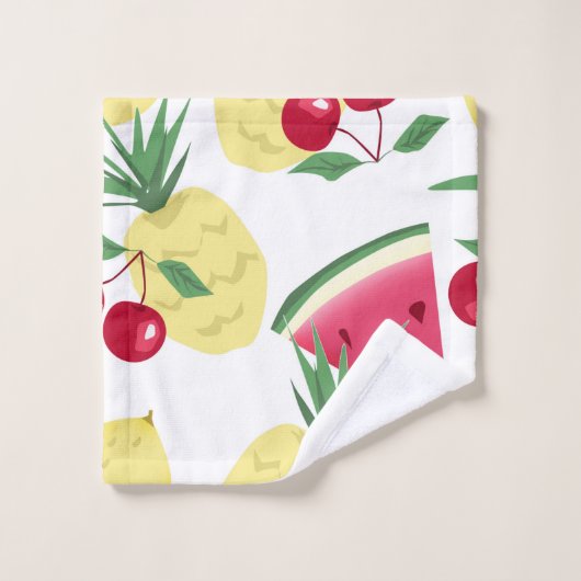 Heldere vruchten en bessen op wit. werpen kussen washandje (Wasdoekje)