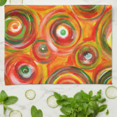 Heldere Warm Circles en Swirls Original Art Theedoek (Gevouwen)