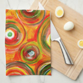 Heldere Warm Circles en Swirls Original Art Theedoek (Quarter Fold)
