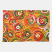 Heldere Warm Circles en Swirls Original Art Theedoek (Horizontaal)
