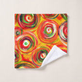 Heldere Warm Circles en Swirls Origineel Abstract Bad Handdoek (Wasdoekje)