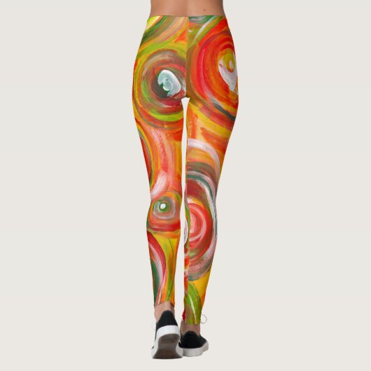 Heldere Warm Circles en Swirls Origineel Abstract Leggings (Achterkant)
